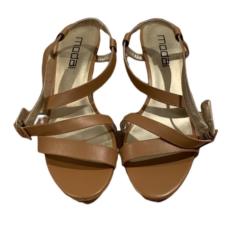 Moda Spana Strappy Wedge Sandals in Tan size 10